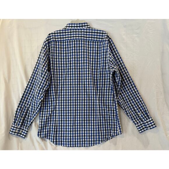 Banana Republic Men's Non-Iron Tailored Slim Fit Button Down XL Blue White Plaid - Picture 2 of 7